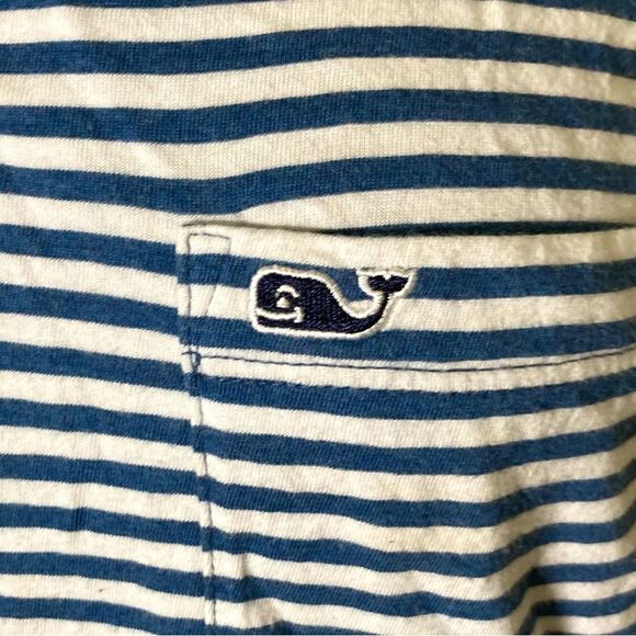 Vineyard Vines Men’s Medium Blue/White Striped Golf Polo Pima Cotton - Picture 7 of 9